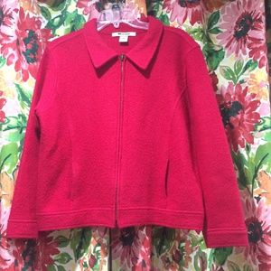 Classic Red Boiled Wool Zip Jacket